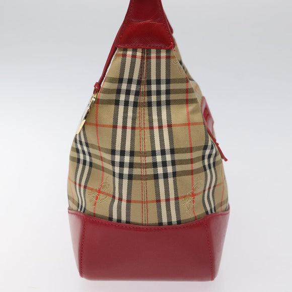 Burberrys Nova Check Shoulder Bag Canvas Beige Red Auth 114822