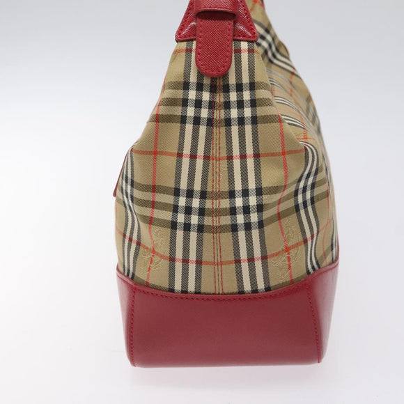 Burberrys Nova Check Shoulder Bag Canvas Beige Red Auth 114822