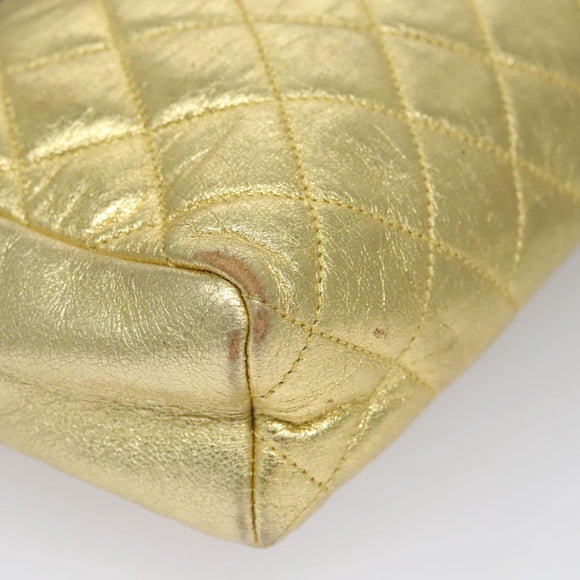 CHANEL Chain Shoulder Bag Leather Gold CC Auth 114863