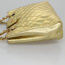 CHANEL Chain Shoulder Bag Leather Gold CC Auth 114863-6
