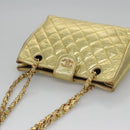 CHANEL Chain Shoulder Bag Leather Gold CC Auth 114863-7