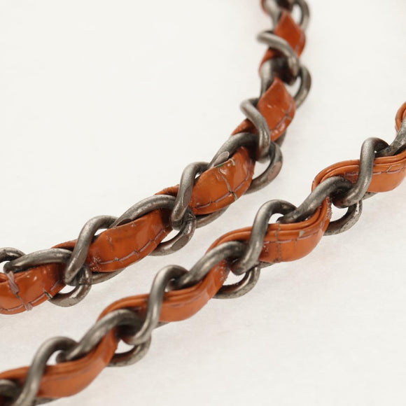 CHANEL Matelasse Chain Shoulder Bag Enamel Orange CC Auth 114864