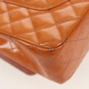CHANEL Matelasse Chain Shoulder Bag Enamel Orange CC Auth 114864-18