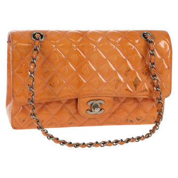 CHANEL Matelasse Chain Shoulder Bag Enamel Orange CC Auth 114864