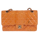 CHANEL Matelasse Chain Shoulder Bag Enamel Orange CC Auth 114864-13