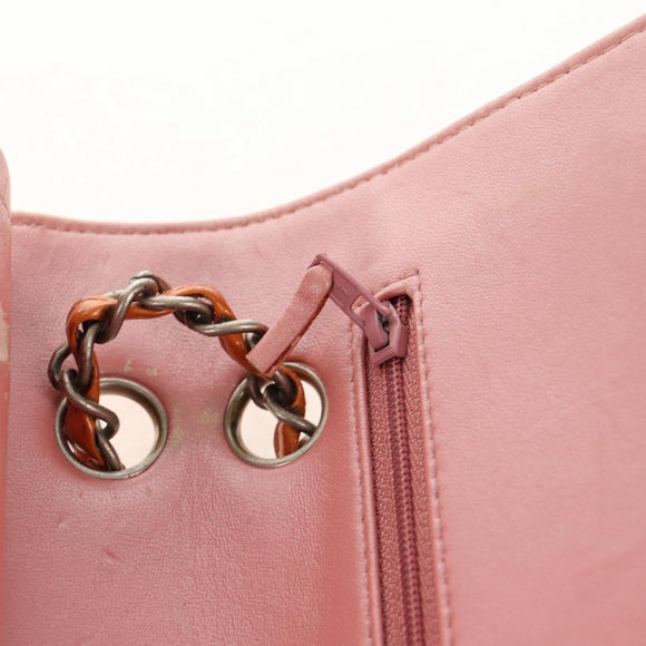 CHANEL Matelasse Chain Shoulder Bag Enamel Orange CC Auth 114864