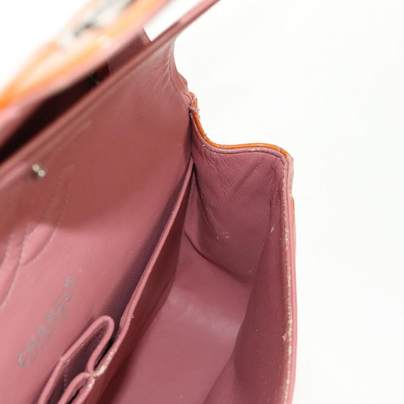 CHANEL Matelasse Chain Shoulder Bag Enamel Orange CC Auth 114864