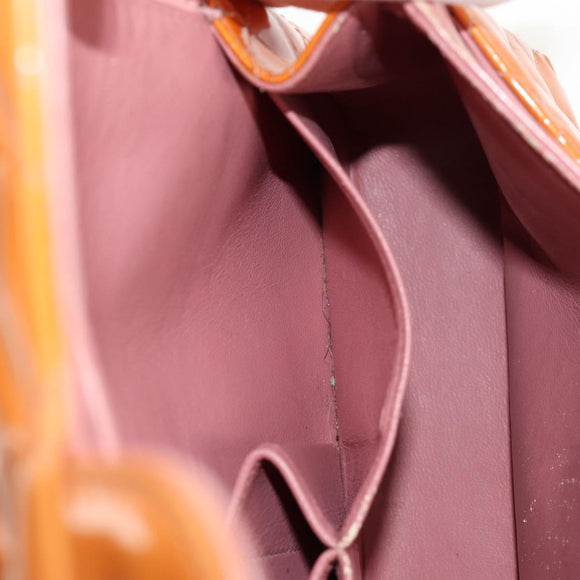 CHANEL Matelasse Chain Shoulder Bag Enamel Orange CC Auth 114864