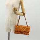 CHANEL Matelasse Chain Shoulder Bag Enamel Orange CC Auth 114864-34