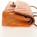 CHANEL Matelasse Chain Shoulder Bag Enamel Orange CC Auth 114864-7