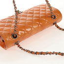 CHANEL Matelasse Chain Shoulder Bag Enamel Orange CC Auth 114864-8