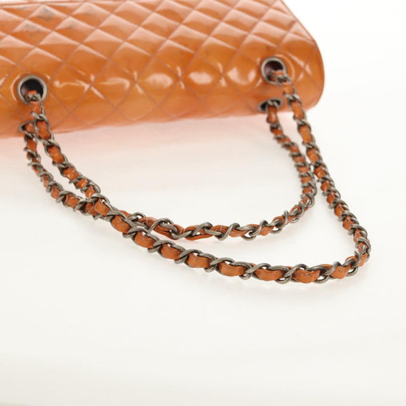 CHANEL Matelasse Chain Shoulder Bag Enamel Orange CC Auth 114864