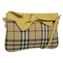BURBERRY Nova Check Shoulder Bag Canvas Beige Gold Auth 114865-1