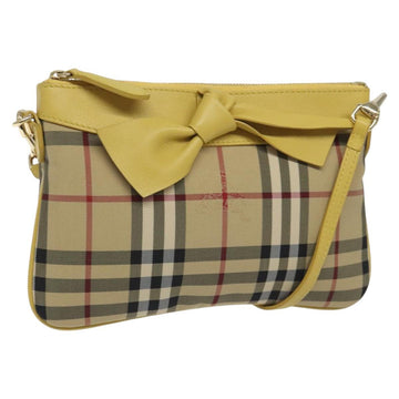BURBERRY Nova Check Shoulder Bag Canvas Beige Gold Auth 114865