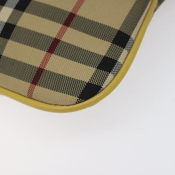 BURBERRY Nova Check Shoulder Bag Canvas Beige Gold Auth 114865