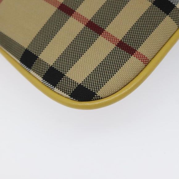 BURBERRY Nova Check Shoulder Bag Canvas Beige Gold Auth 114865