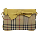 BURBERRY Nova Check Shoulder Bag Canvas Beige Gold Auth 114865-13