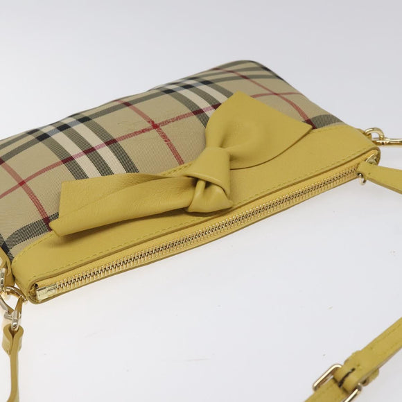 BURBERRY Nova Check Shoulder Bag Canvas Beige Gold Auth 114865