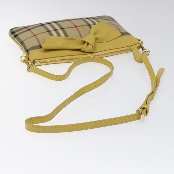 BURBERRY Nova Check Shoulder Bag Canvas Beige Gold Auth 114865