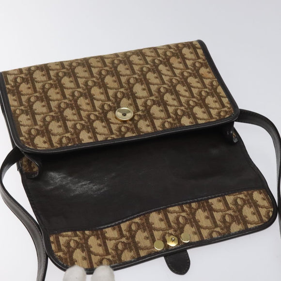 Christian Dior Trotter Canvas Shoulder Bag Brown Auth 114870