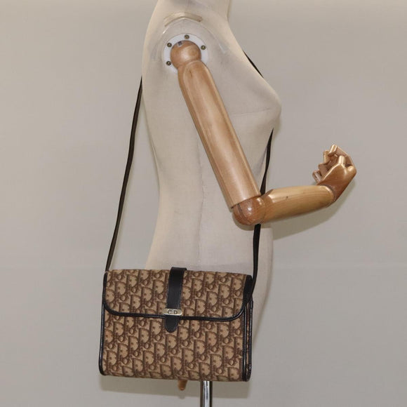 Christian Dior Trotter Canvas Shoulder Bag Brown Auth 114870