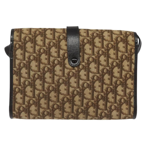 Christian Dior Trotter Canvas Shoulder Bag Brown Auth 114870