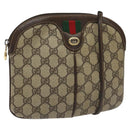 GUCCI GG Supreme Web Sherry Line Bag PVC Beige Gold Red 904 02 047 Auth 114872-1
