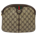 GUCCI GG Supreme Web Sherry Line Bag PVC Beige Gold Red 904 02 047 Auth 114872-2