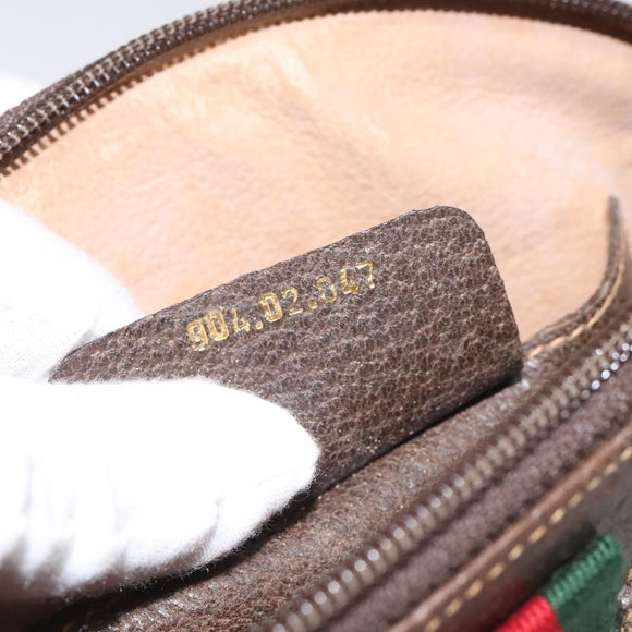 GUCCI GG Supreme Web Sherry Line Bag PVC Beige Gold Red 904 02 047 Auth 114872