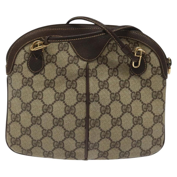 GUCCI GG Supreme Web Sherry Line Bag PVC Beige Gold Red 904 02 047 Auth 114872