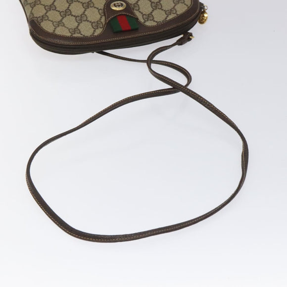 GUCCI GG Supreme Web Sherry Line Bag PVC Beige Gold Red 904 02 047 Auth 114872