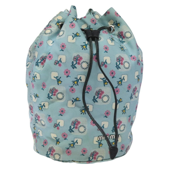 Miu Miu Pouch Nylon Light Blue Silver Auth 114880