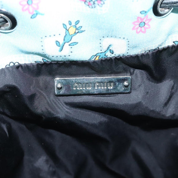 Miu Miu Pouch Nylon Light Blue Silver Auth 114880