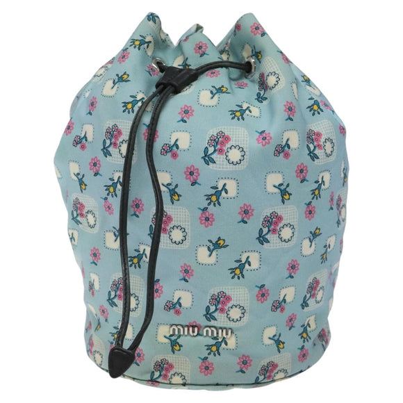 Miu Miu Pouch Nylon Light Blue Silver Auth 114880