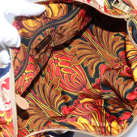 PRADA Shoulder Bag Silk Beige Gold Auth 114898V