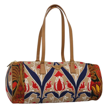 PRADA Shoulder Bag Silk Beige Gold Auth 114898V