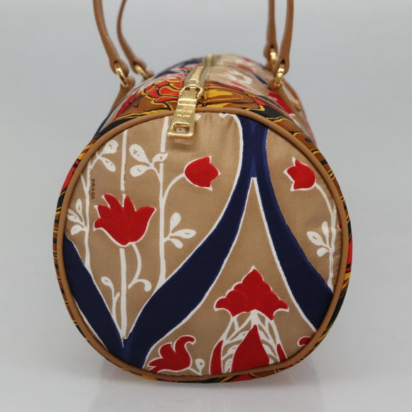 PRADA Shoulder Bag Silk Beige Gold Auth 114898V