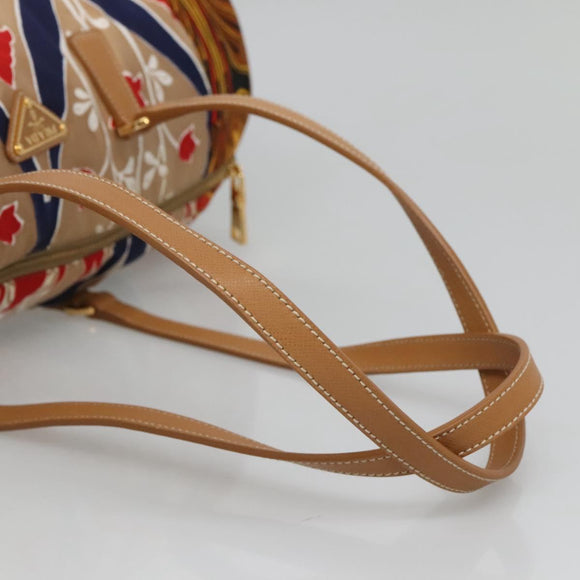 PRADA Shoulder Bag Silk Beige Gold Auth 114898V