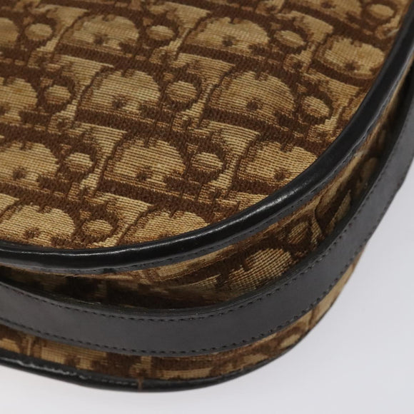 Christian Dior Trotter Canvas Shoulder Bag Brown Gold Auth 114913