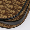 Christian Dior Trotter Canvas Shoulder Bag Brown Gold Auth 114913-17