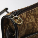 Christian Dior Trotter Canvas Shoulder Bag Brown Gold Auth 114913-9
