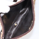 Christian Dior Trotter Canvas Shoulder Bag Brown Gold Auth 114913-11