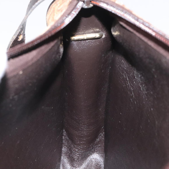 Christian Dior Trotter Canvas Shoulder Bag Brown Gold Auth 114913