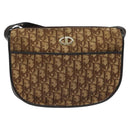 Christian Dior Trotter Canvas Shoulder Bag Brown Gold Auth 114913-13