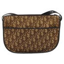 Christian Dior Trotter Canvas Shoulder Bag Brown Gold Auth 114913-2