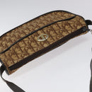 Christian Dior Trotter Canvas Shoulder Bag Brown Gold Auth 114913-6