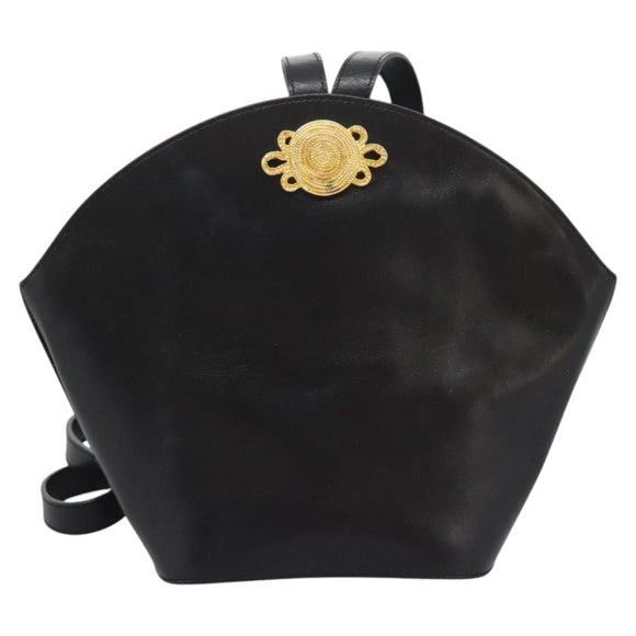 Salvatore Ferragamo Shoulder Bag Leather Black Gold Auth 114930