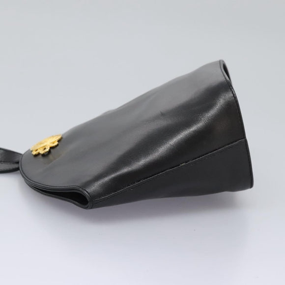 Salvatore Ferragamo Shoulder Bag Leather Black Gold Auth 114930