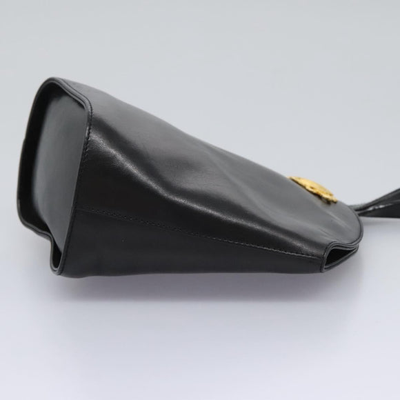 Salvatore Ferragamo Shoulder Bag Leather Black Gold Auth 114930