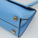 Salvatore Ferragamo Gancini Shoulder Bag Leather Blue Gold Auth 114931V-8